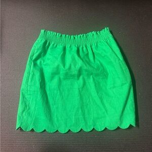 J. Crew Green Scalloped Hem Mini Skirt